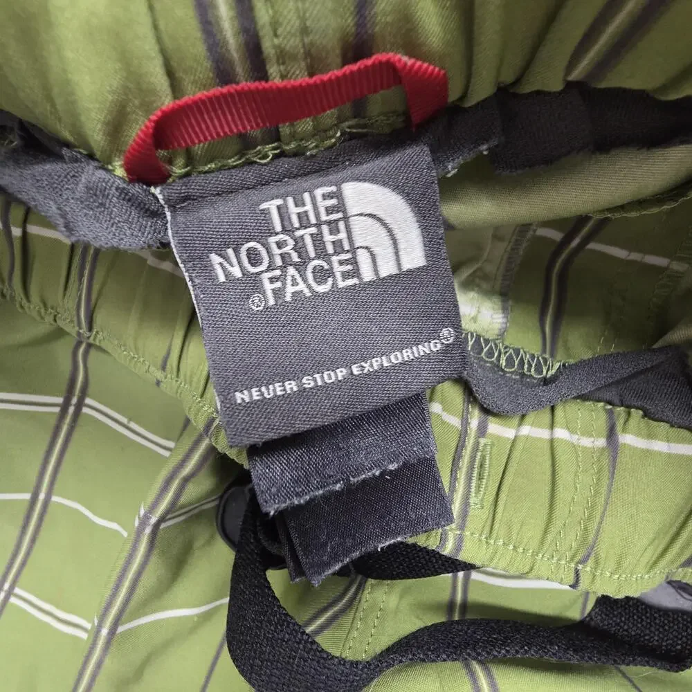 The North Face Swim Shorts Mens M Green Check Lined Built-In Brief Pockets